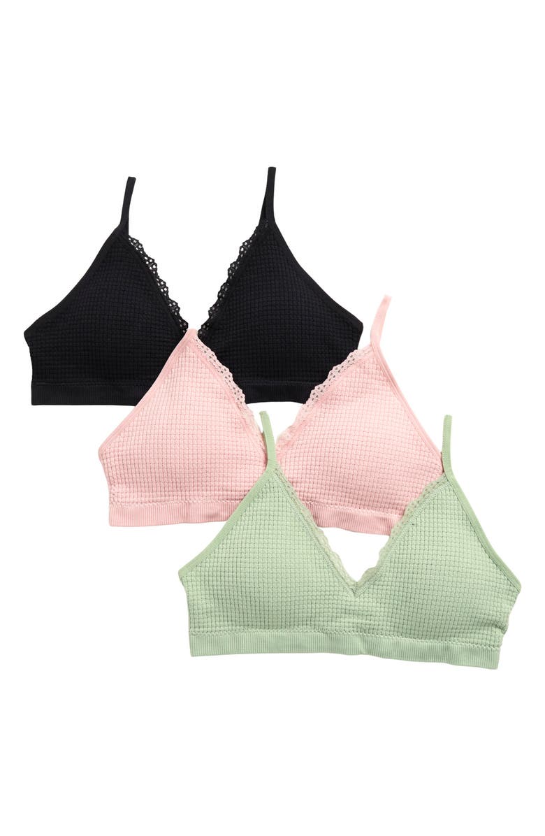 C & C California Coralie Waffle Stretch Bralettes - Pack of 3, Main, color,