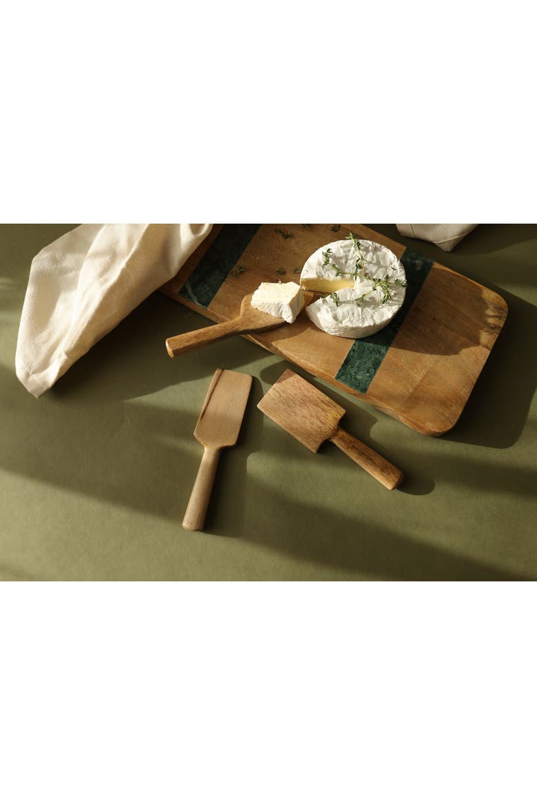 Cillian Dark Green Marble Tray with Spreader Set of 2, Alternate, color, Brown