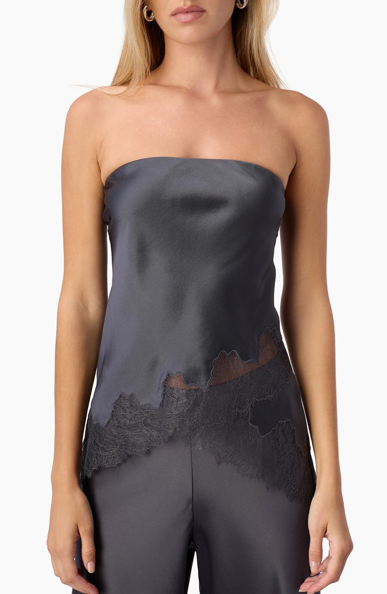 CAMI NYC Odessa Lace Trim Strapless Silk Top, Main, color,
