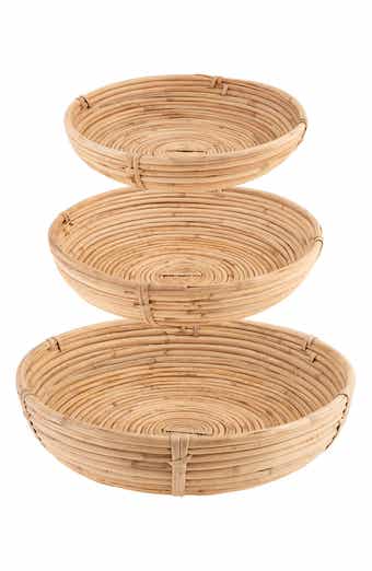 KARMA GIFTS Set of 3 Round Rattan Bowls