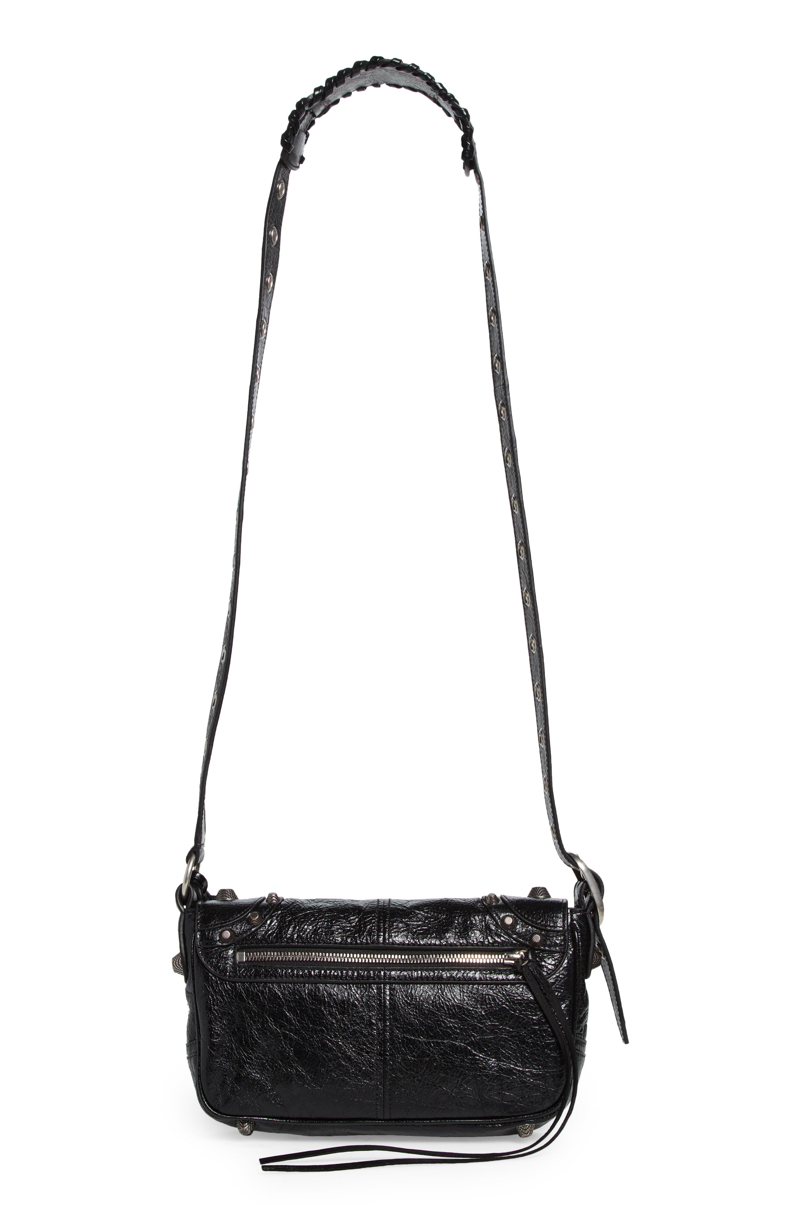 Balenciaga Extra Small Le Cagole Leather Crossbody Bag, Alternate, color, Black