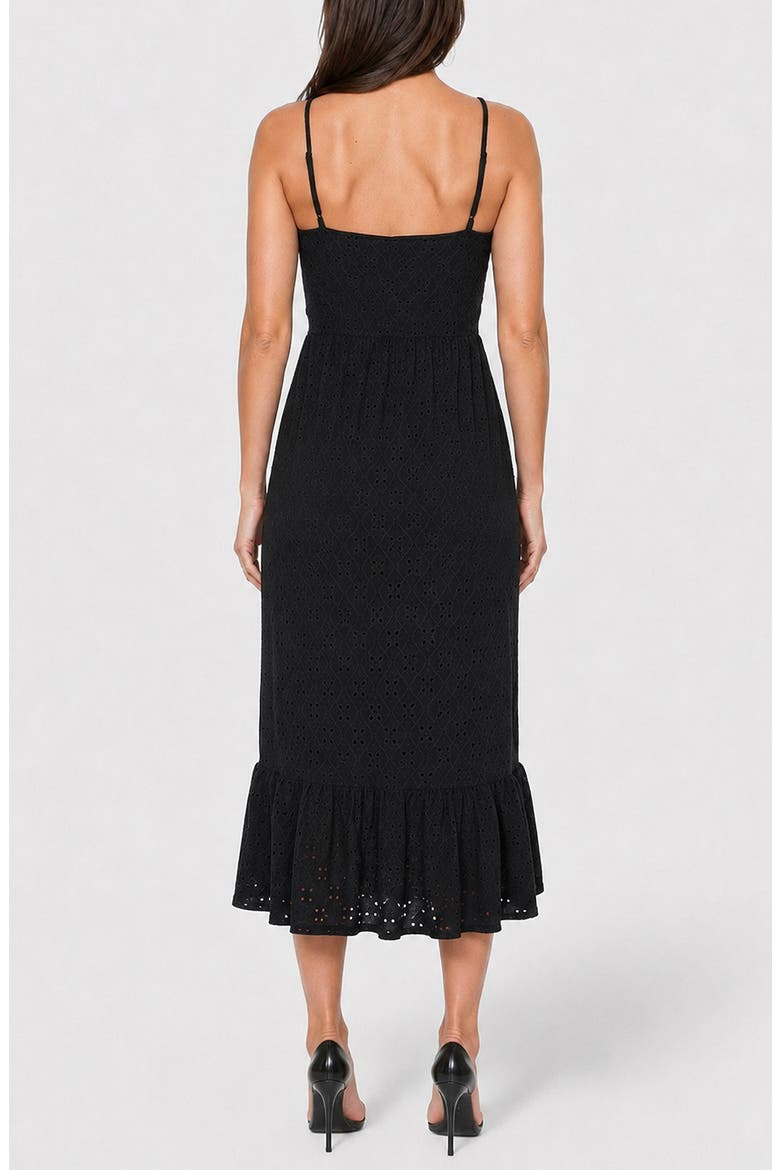Sleeveless Eyelet Midi Dress, Alternate, color, BLACK