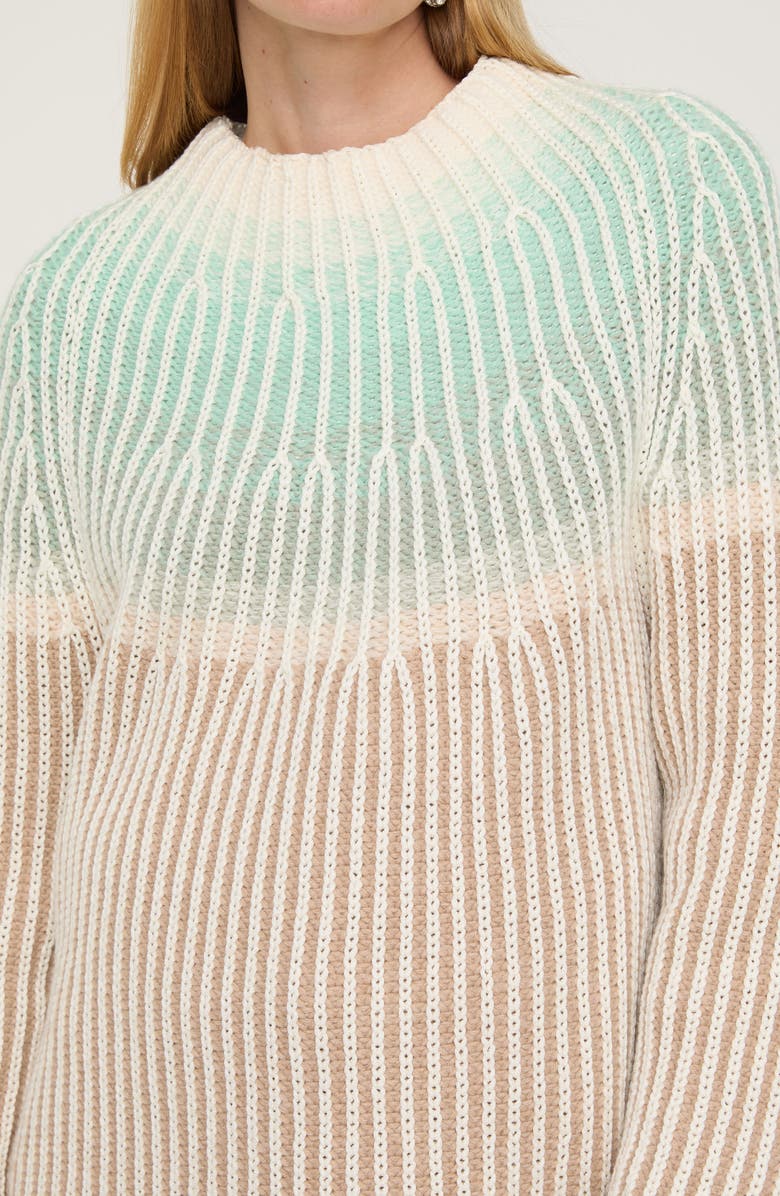 Lafayette 148 New York Rib Fair Isle Cotton, Wool & Cashmere Sweater, Alternate, color, Dune Multi