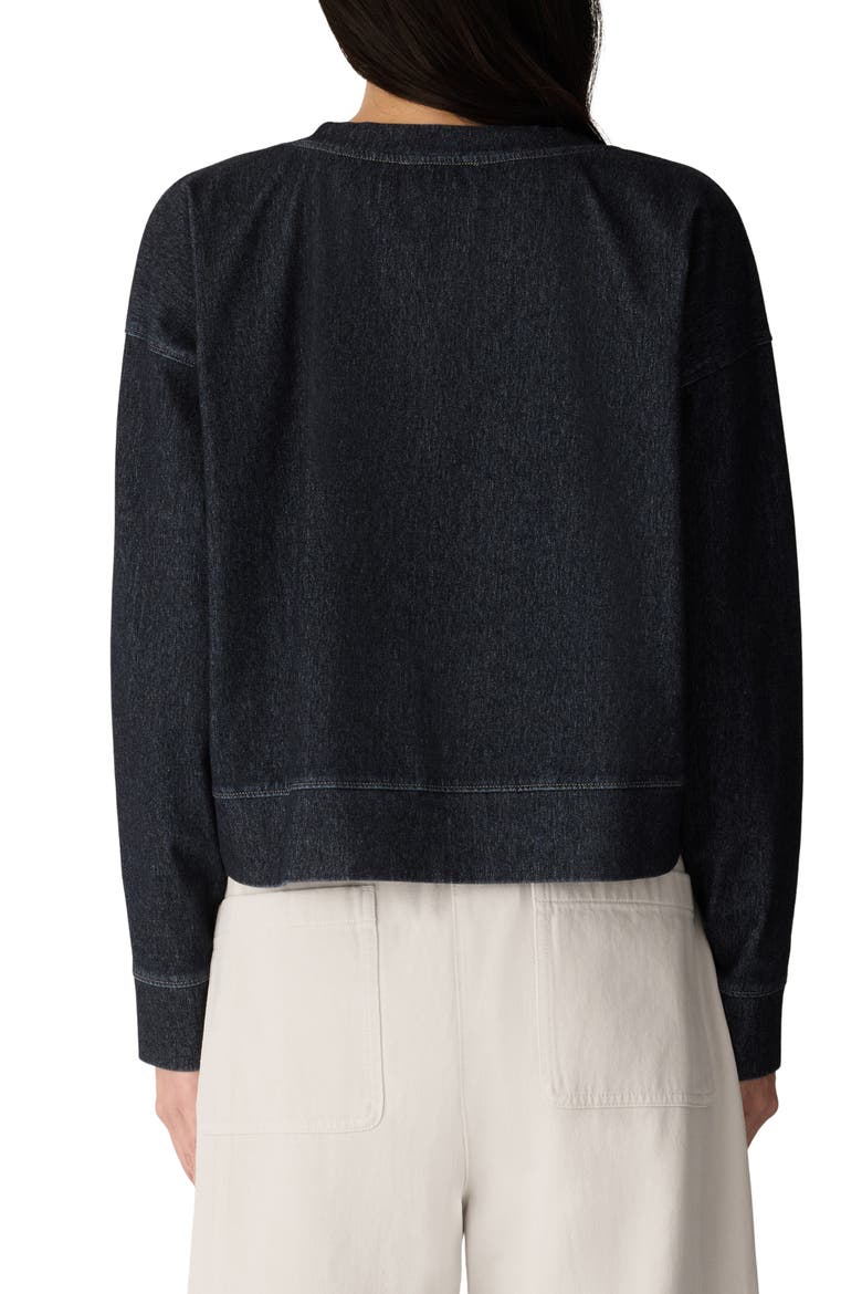 Organic Cotton Blend Cropped Sweatshirt, Alternate, color, DARK WASH