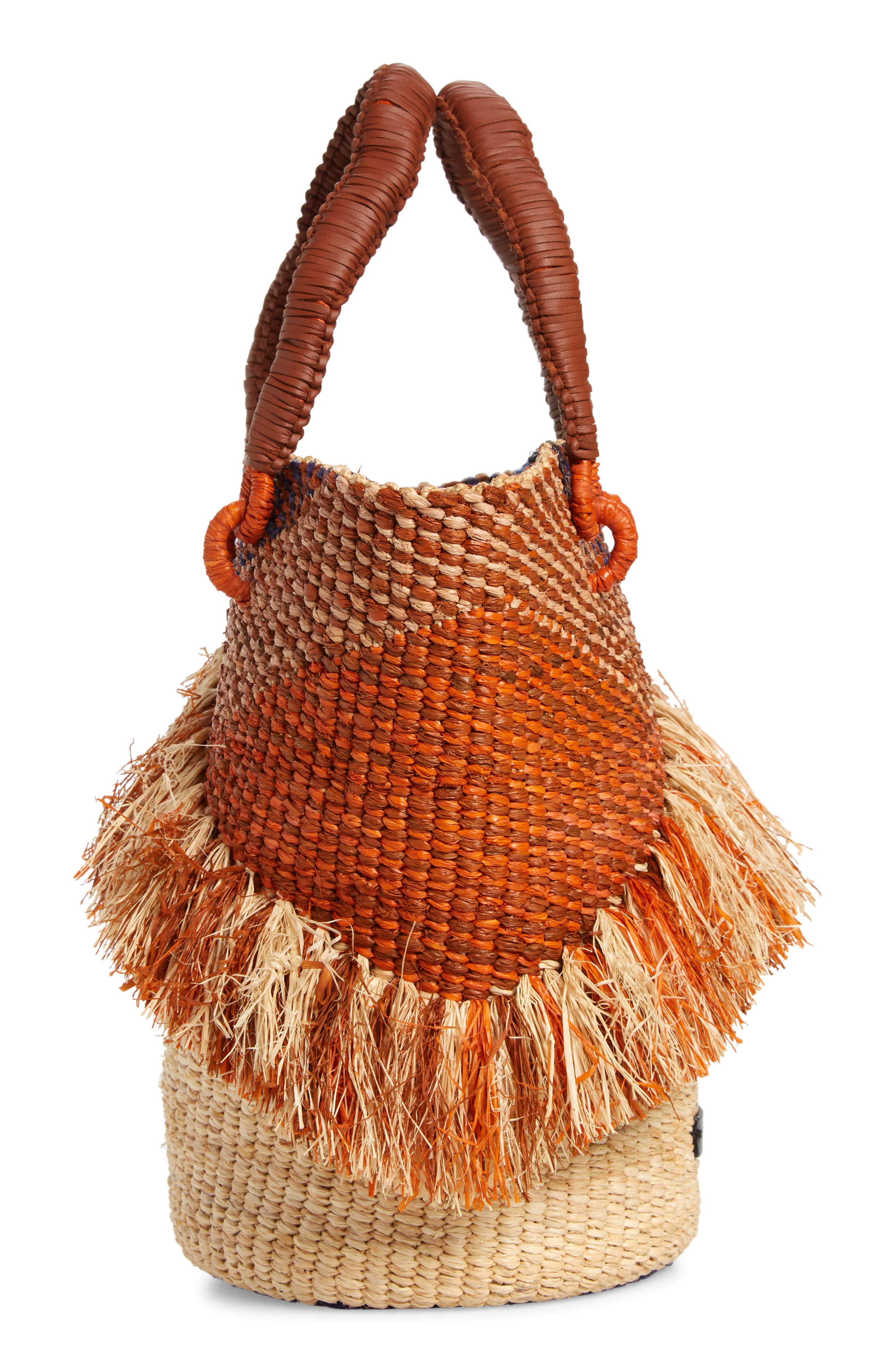 A A K S Tia Ruffle Raffia Bucket Bag, Alternate, color, 