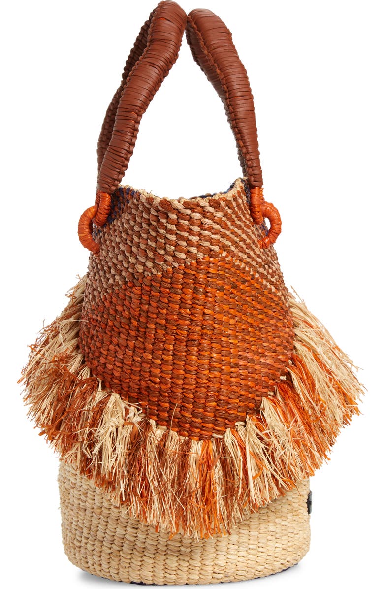 A A K S Tia Ruffle Raffia Bucket Bag, Alternate, color,