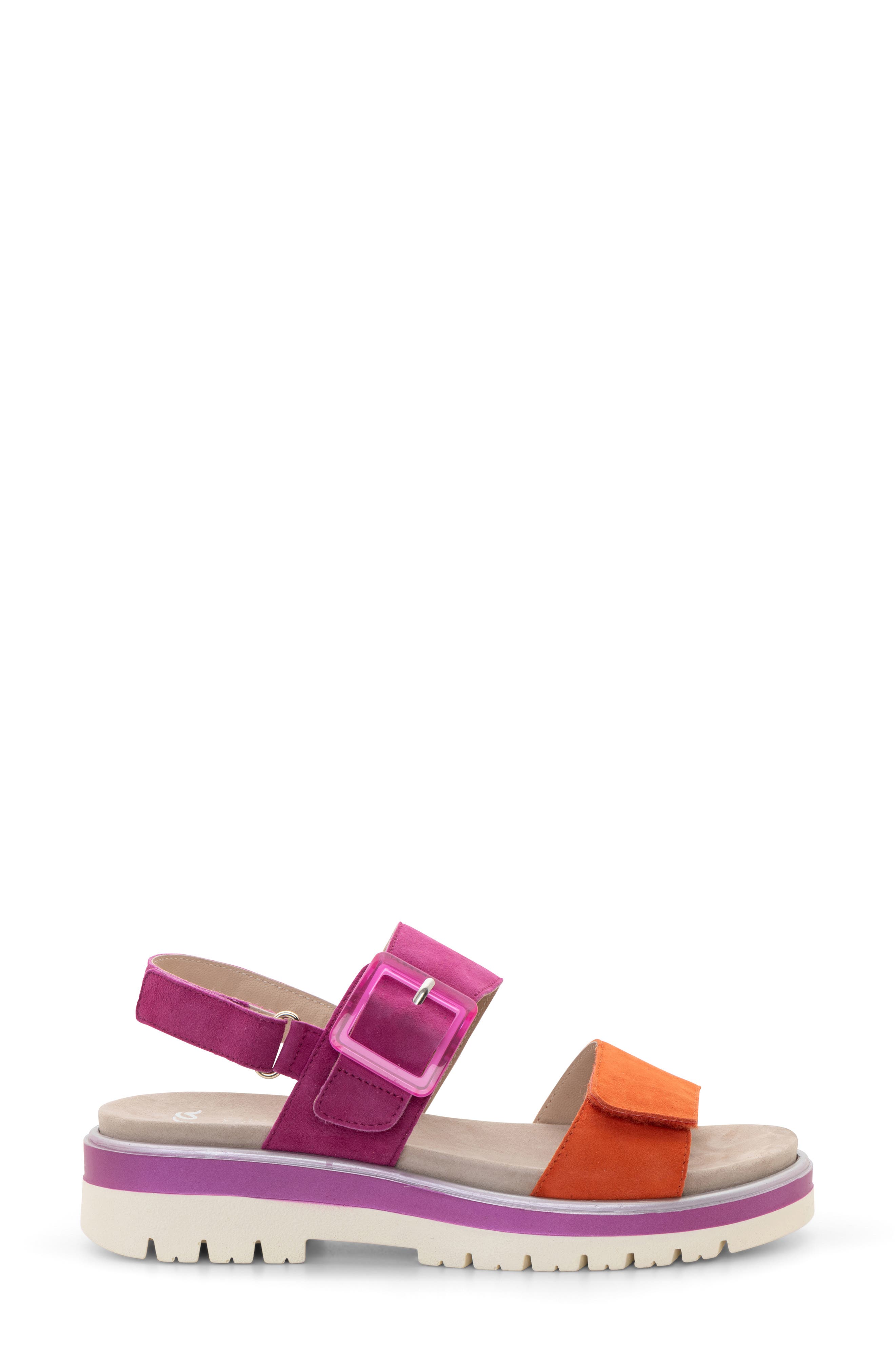 ara Marbella Slide Sandal, Alternate, color, Poppy/ Pink Suede