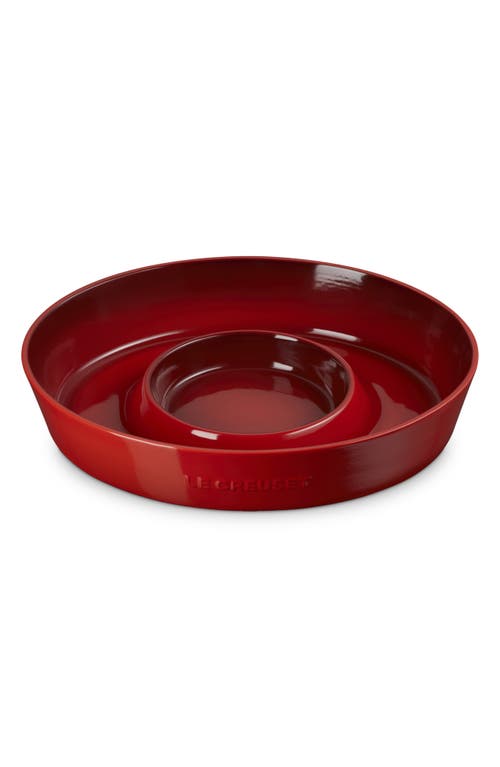 Le Creuset Oval Stoneware Chip & Dip Platter In Cerise