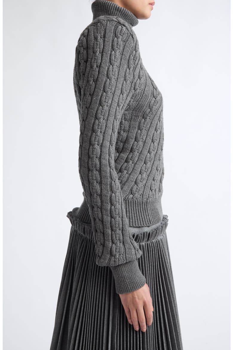 Jacqueline Twist Knit Wool Turtleneck Sweater, Alternate, color, GRAY