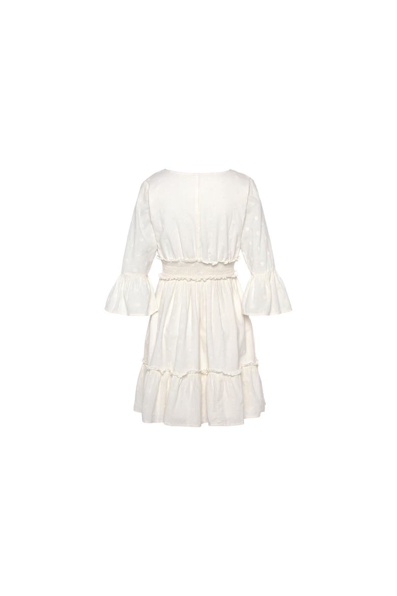 Eyelet Detail V-Neck Dress, Alternate, color, White