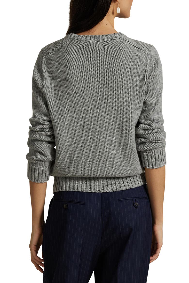 Flag Intarsia Cotton Crewneck Sweater, Alternate, color, DRIFT GREY MELANGE