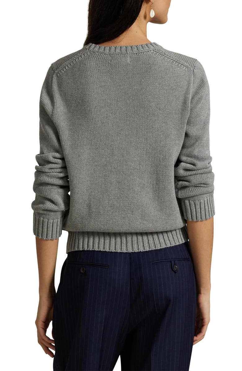 Polo Ralph Lauren Flag Intarsia Cotton Crewneck Sweater, Alternate, color, Drift Grey Melange