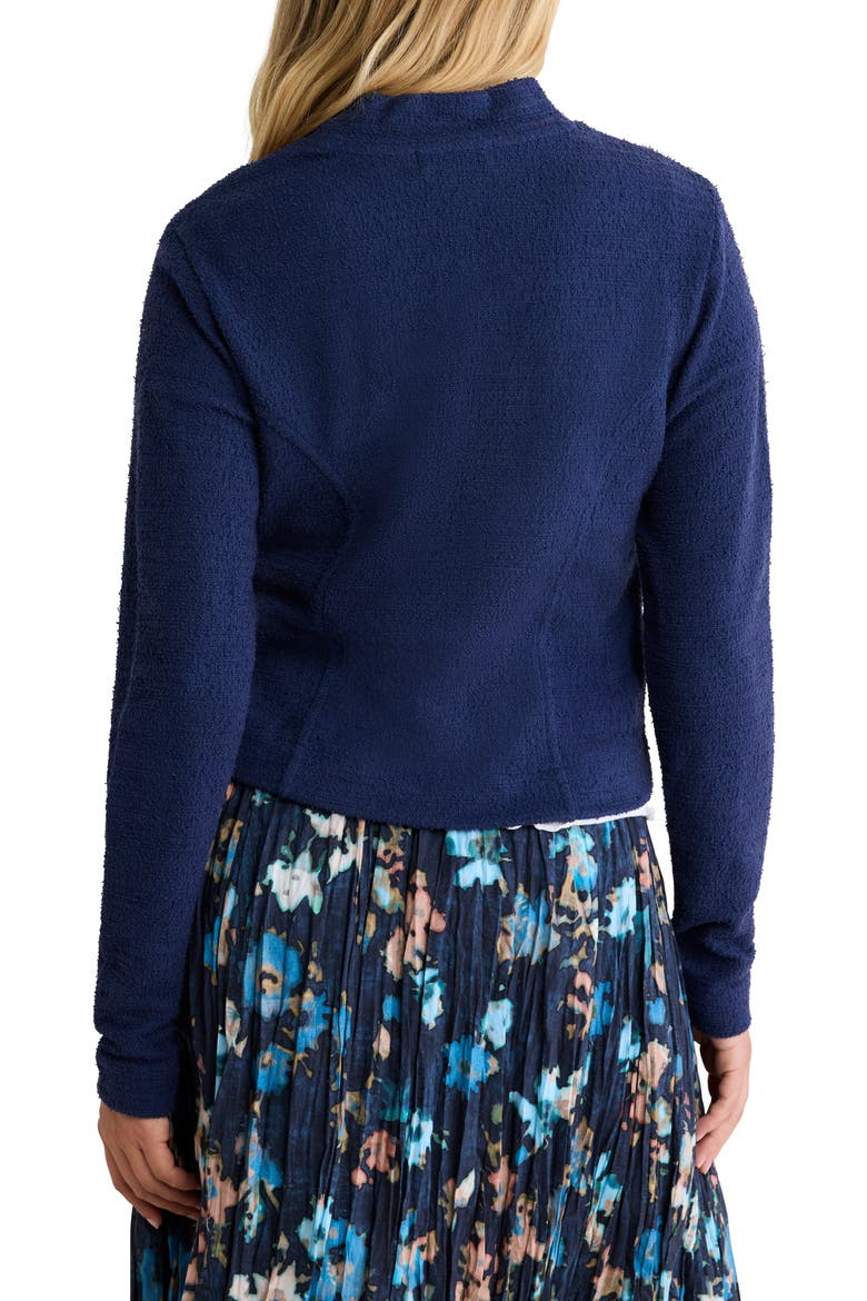 Bouclè Knit Bomber Cardigan, Alternate, color, INK