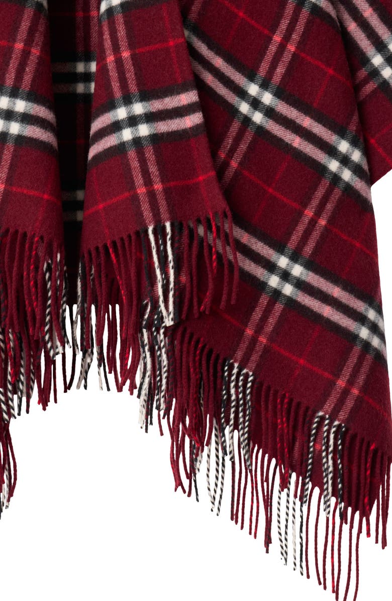 Burberry Check Double Face Wool & Cashmere Cape, Alternate, color, Oxblood