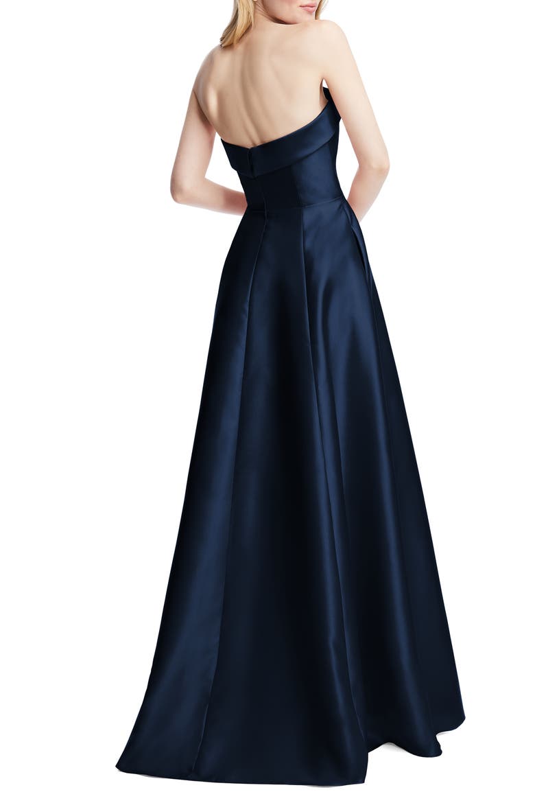 Strapless Cuff Satin Gown, Alternate, color, MIDNIGHT