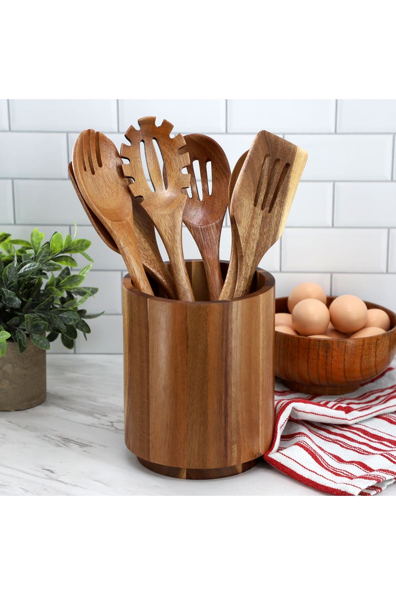 6 Piece Acacia Wood Kitchen Utensil Set, Alternate, color, Acacia