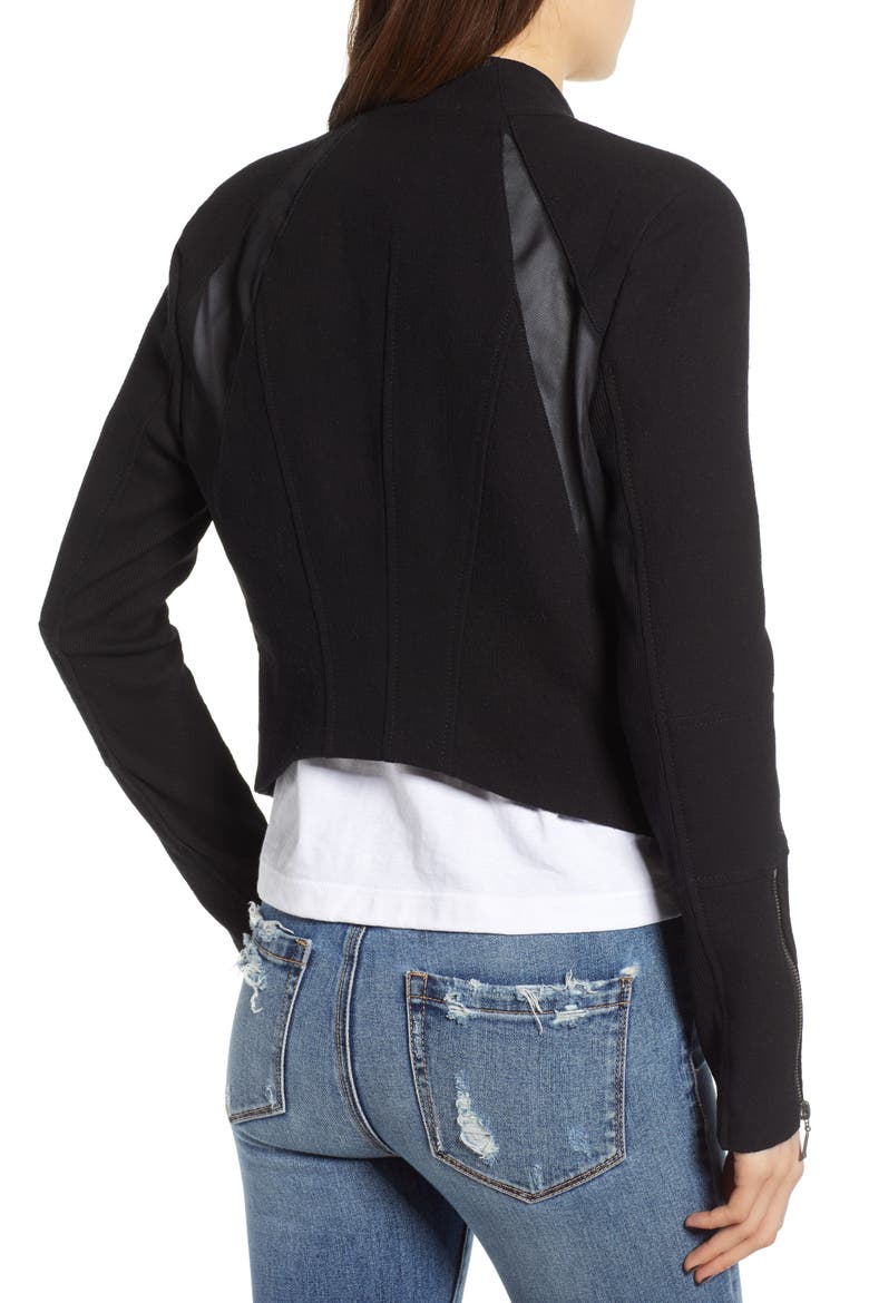 Mesh Detail Crepe Jacket, Alternate, color, SIN CITY