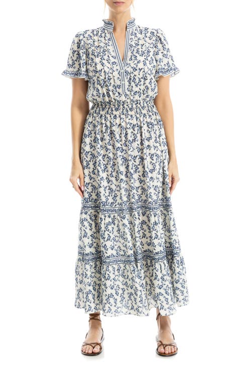 Smocked Flutter Sleeve Maxi Dress