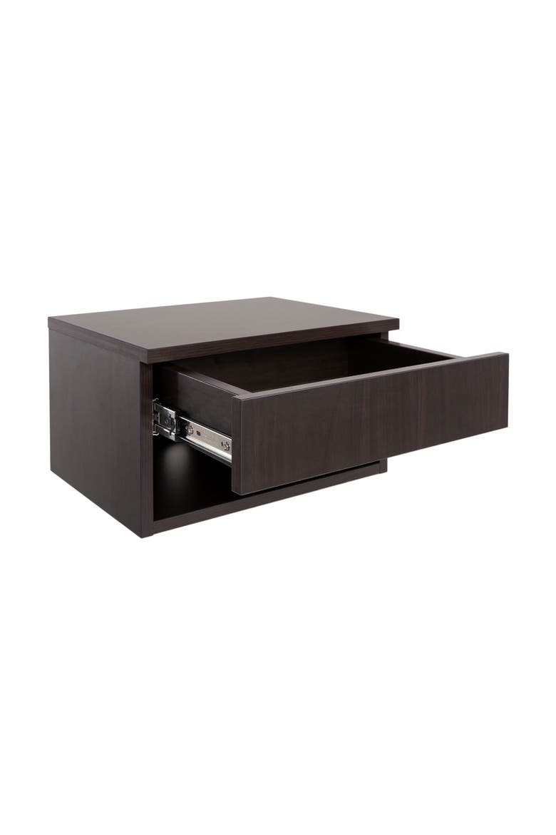 Ettore Modern Floating Nightstand, Wall-Mounted Bedside Table with 1-Drawer Open Cubby Storage Space for Bedroom, Main, color, Black
