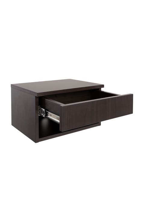 Ettore Mid-Century Modern Floating Wall Mounted Nightstand with Soft-Close Drawer and Cable Hole