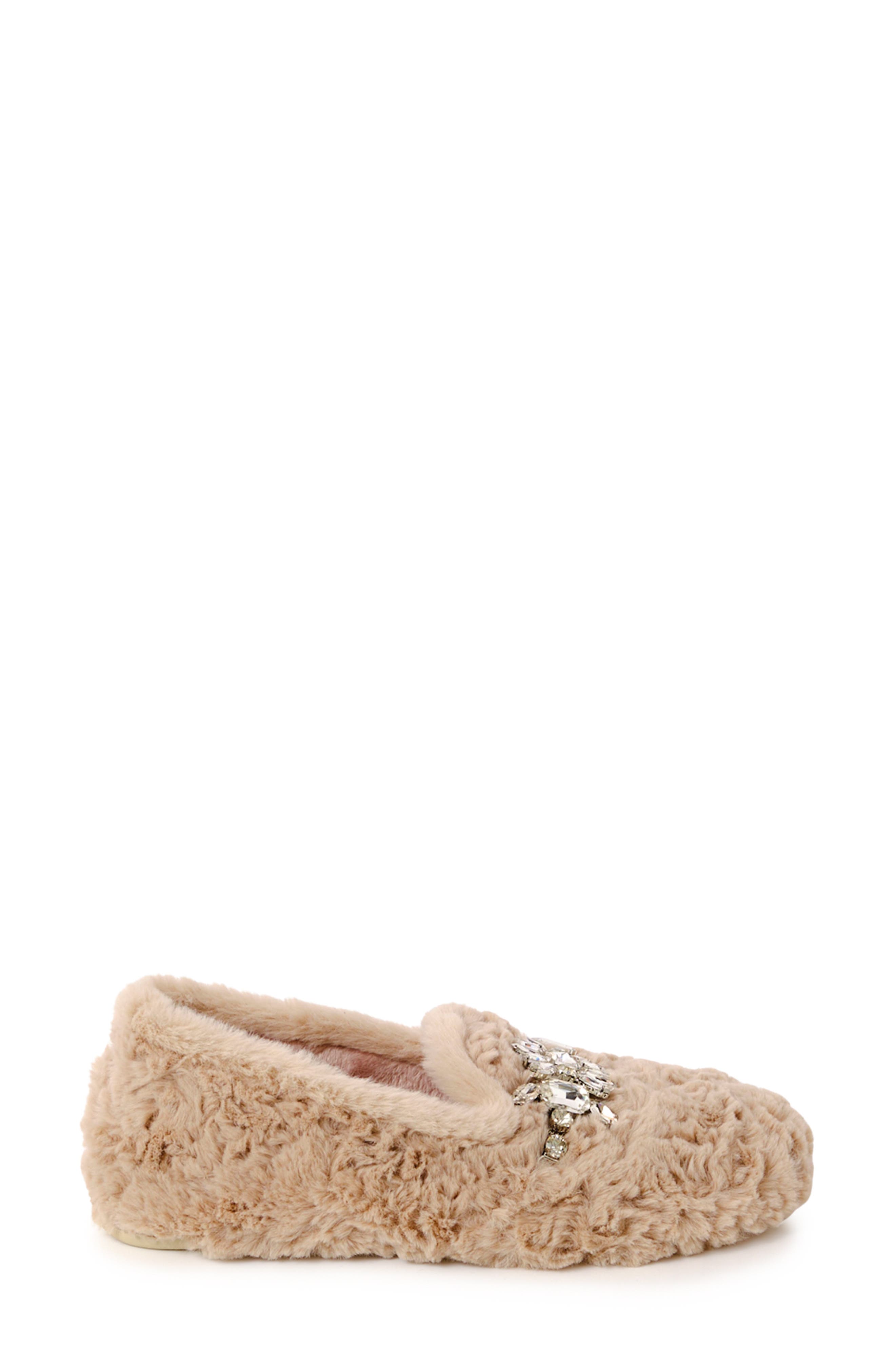 Free People Slumber Party Faux Fur Loafer Slipper, Alternate, color, Parchment