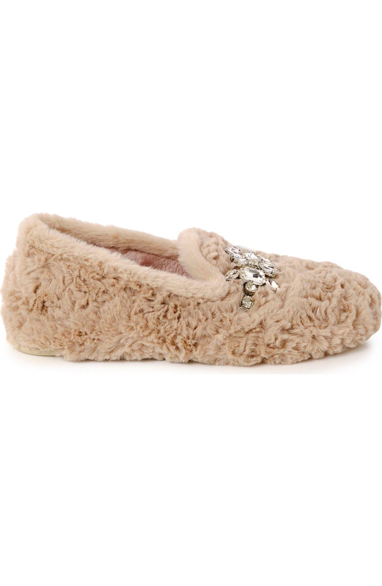 Free People Slumber Party Faux Fur Loafer Slipper, Alternate, color, Parchment