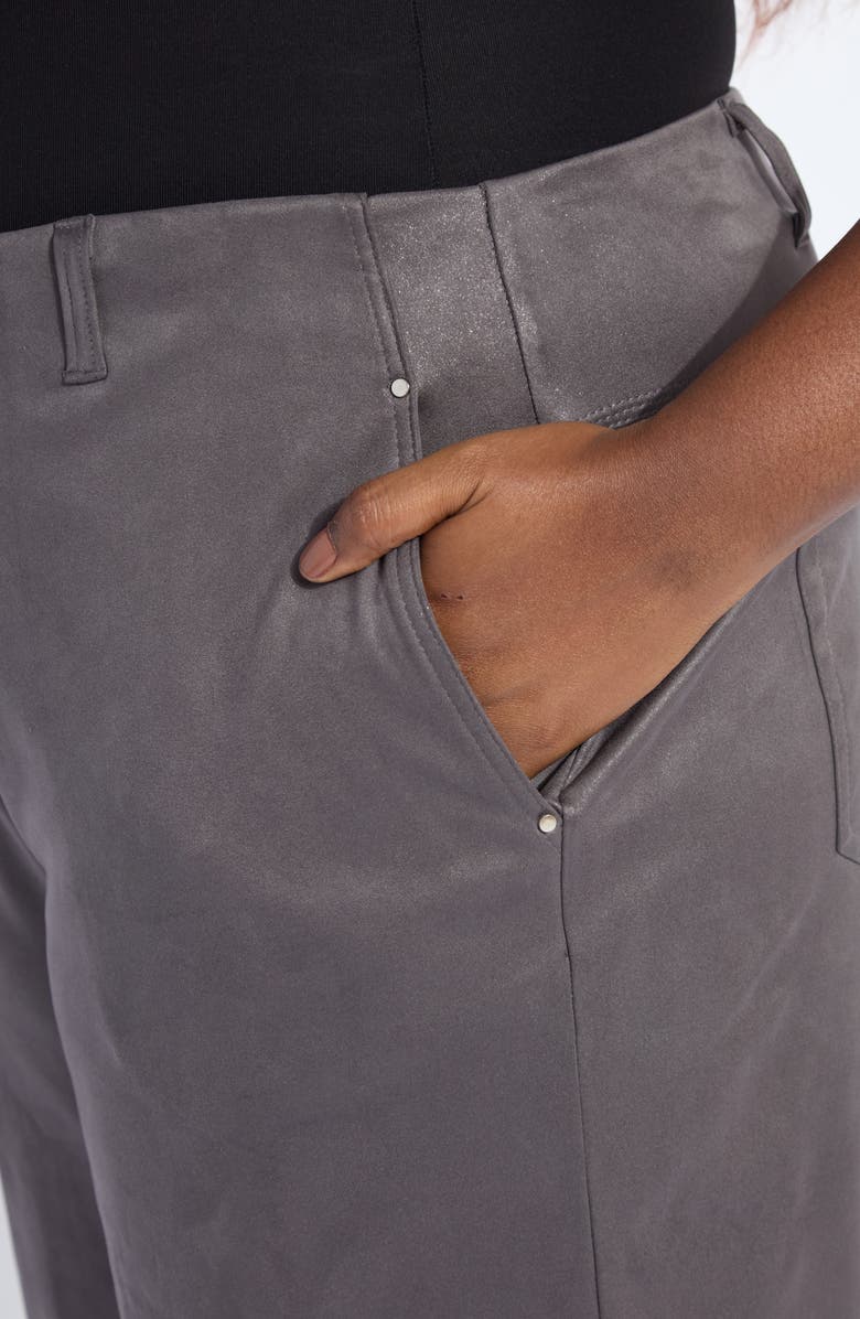 Lysse Amina Foil Ankle Wide Leg Faux Suede Pants, Alternate, color, Liquid Charcoal