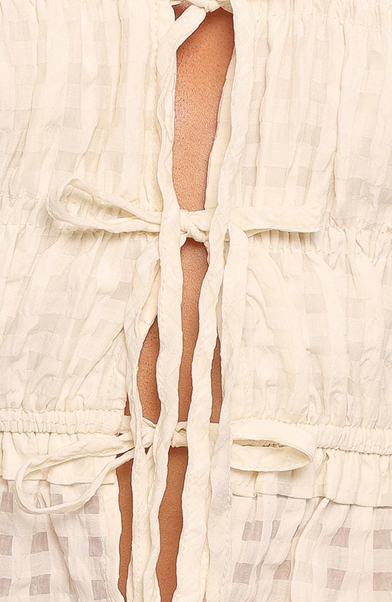 Petal & Pup Farica Seersucker Gingham Tie Front Tank, Alternate, color, Cream