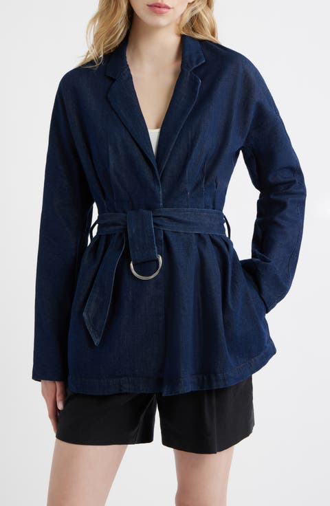 Mandi Belted Denim Blazer