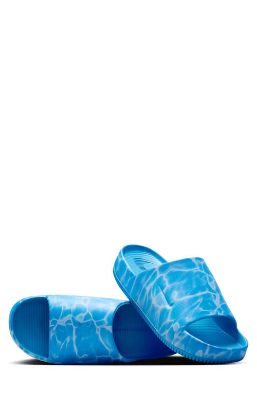 Nike Calm Printed Sport Slide In Coast/signal Blue