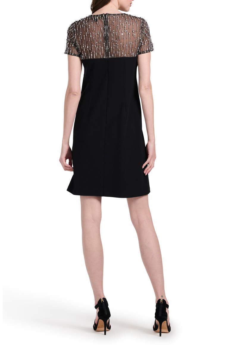 Crystal Illusion Stretch Crepe Cocktail Dress, Alternate, color, BLACK