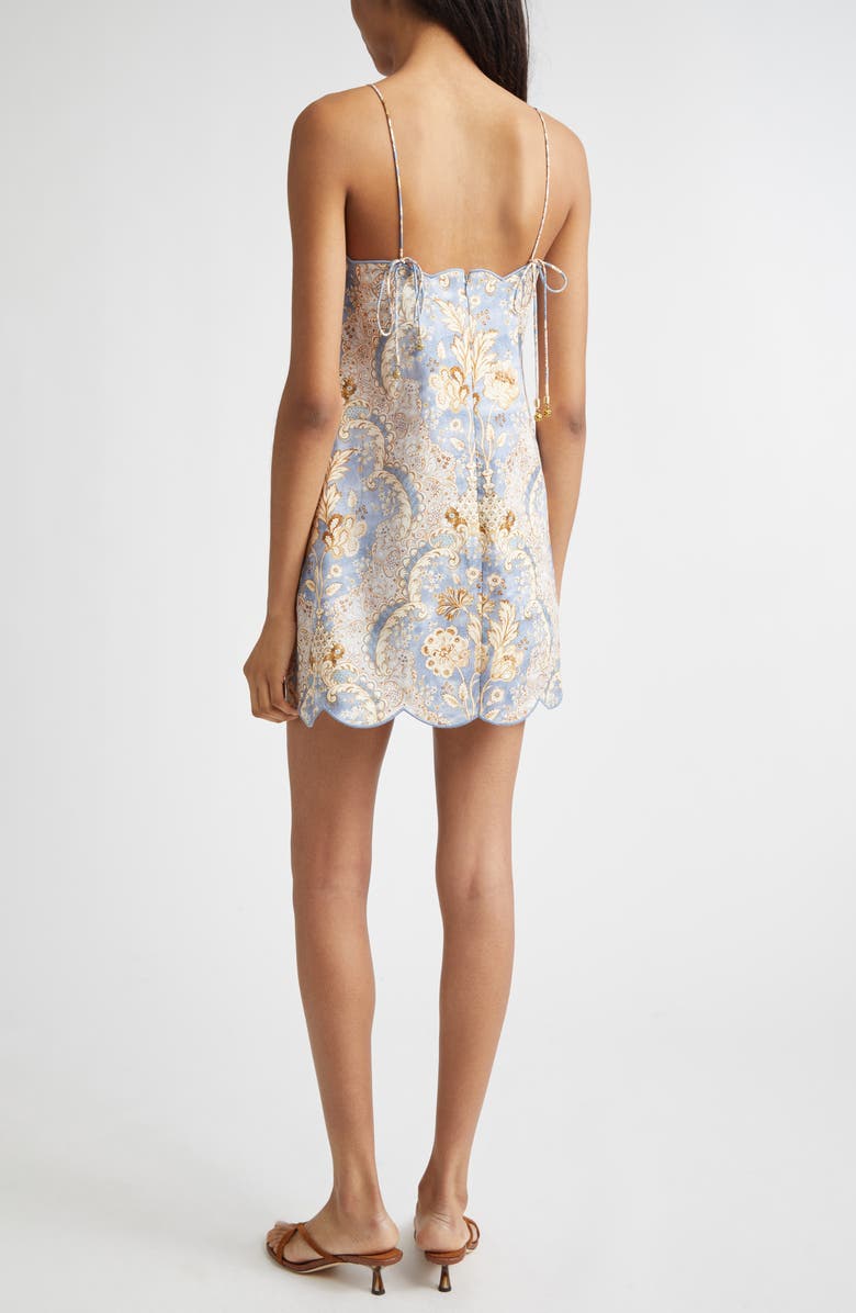 Zimmermann Daylight Scalloped Linen Minidress, Alternate, color, Damask Denim