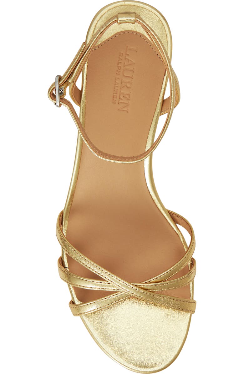 Lauren Ralph Lauren Kendyl Ankle Strap Kitten Heel Sandal, Alternate, color, Soft Gold