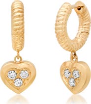 Established Pavé Diamond Heart Huggie Hoop Earrings