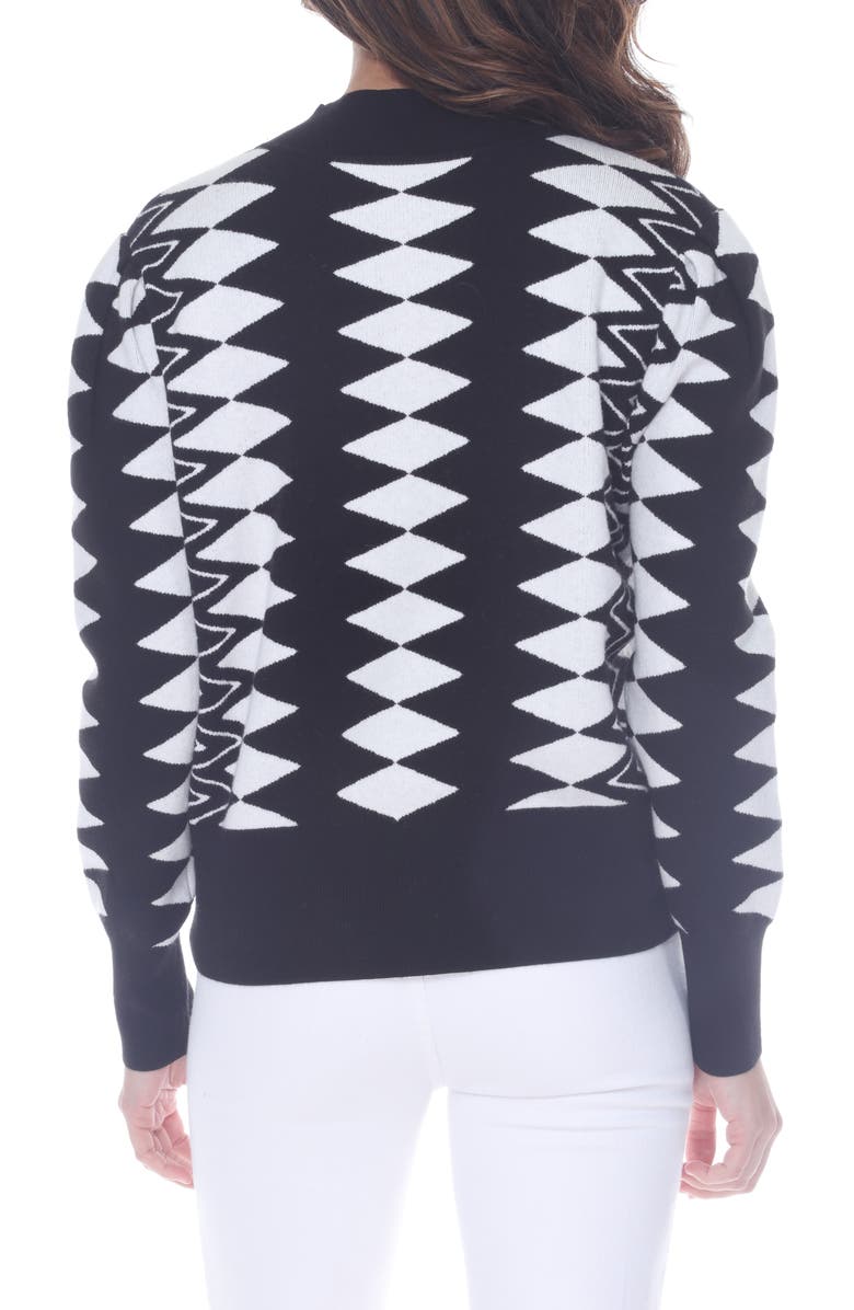 RAIN AND ROSE Diamond Checker Mock Neck Sweater, Alternate, color, Black