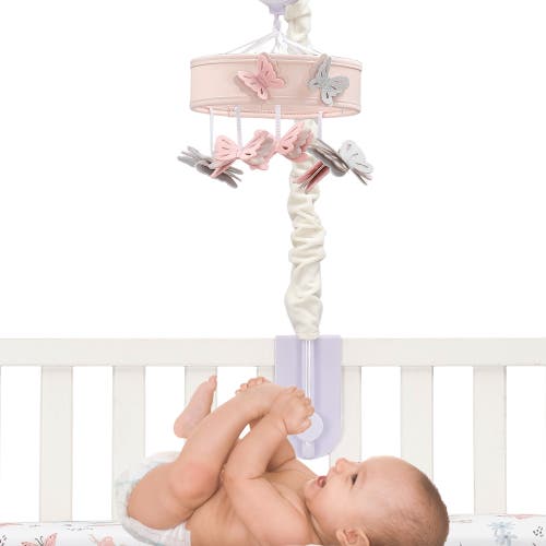 Lambs & Ivy Baby Blooms Butterfly Musical Baby Crib Mobile Soother Toy In Neutral