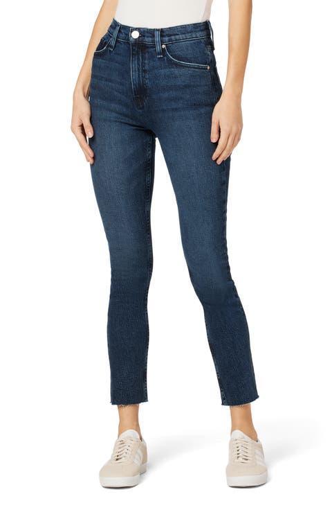 Harlow Ultrahigh Waist Raw Hem Ankle Cigarette Jeans (Lakeside)