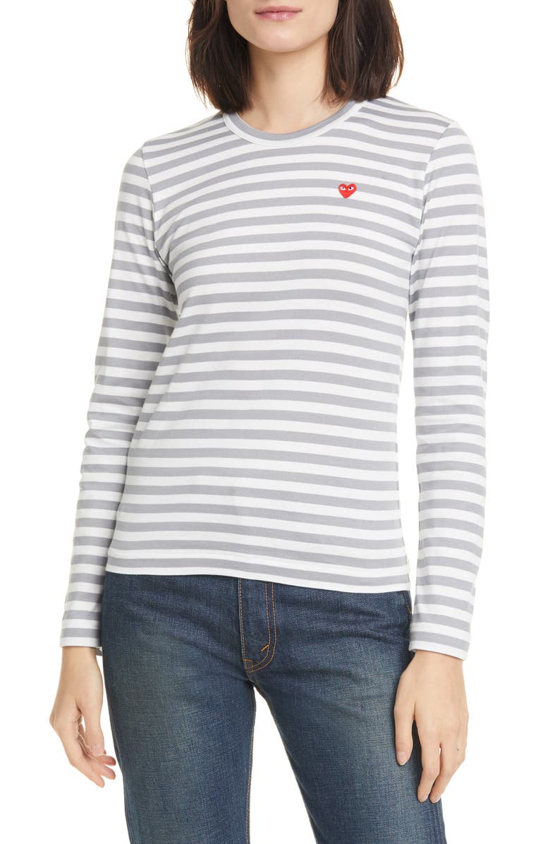 Comme des Garçons PLAY Stripe Cotton Tee, Main, color,