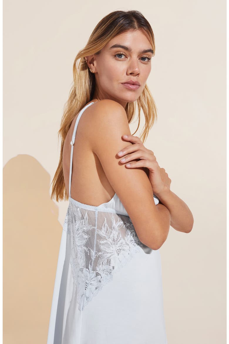 Rosalia Lace Trim Chemise, Alternate, color, ICE BLUE