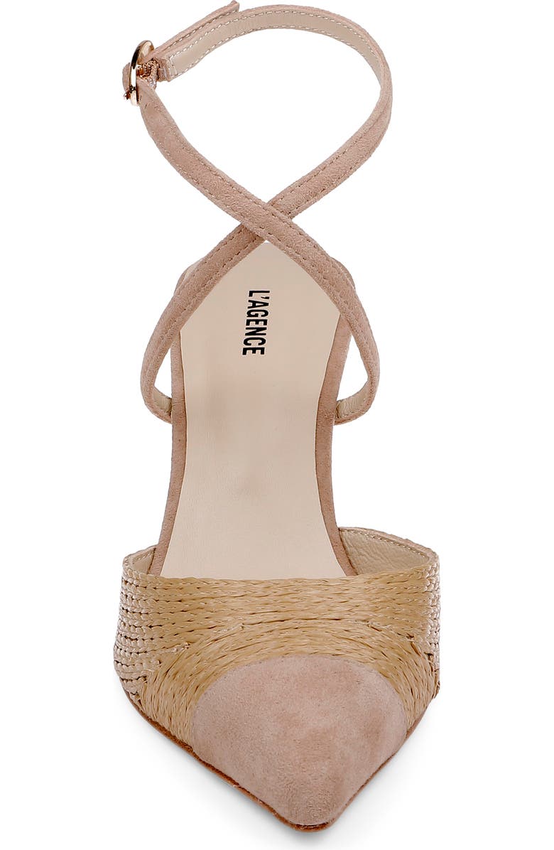 L'AGENCE Moselle Ankle Strap Pointed Cap Toe Pump, Alternate, color, Natural/ Natural