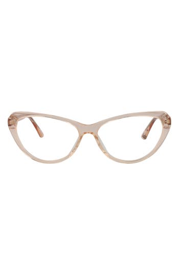Alexander Mcqueen Mcqueen 56mm Cat Eye Core Optical Glasses In Light Beige Transparent