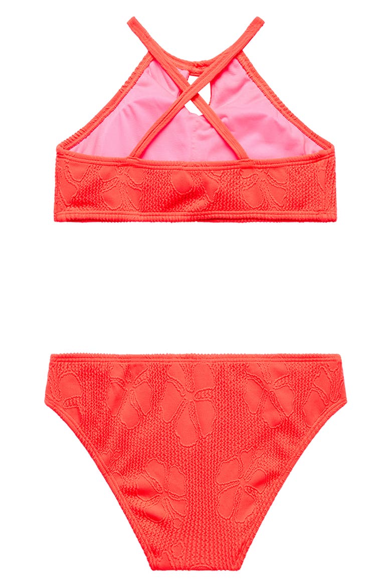 Kids' Jacquard Two-Piece Swimsuit, Alternate, color, ELECTRIC RED