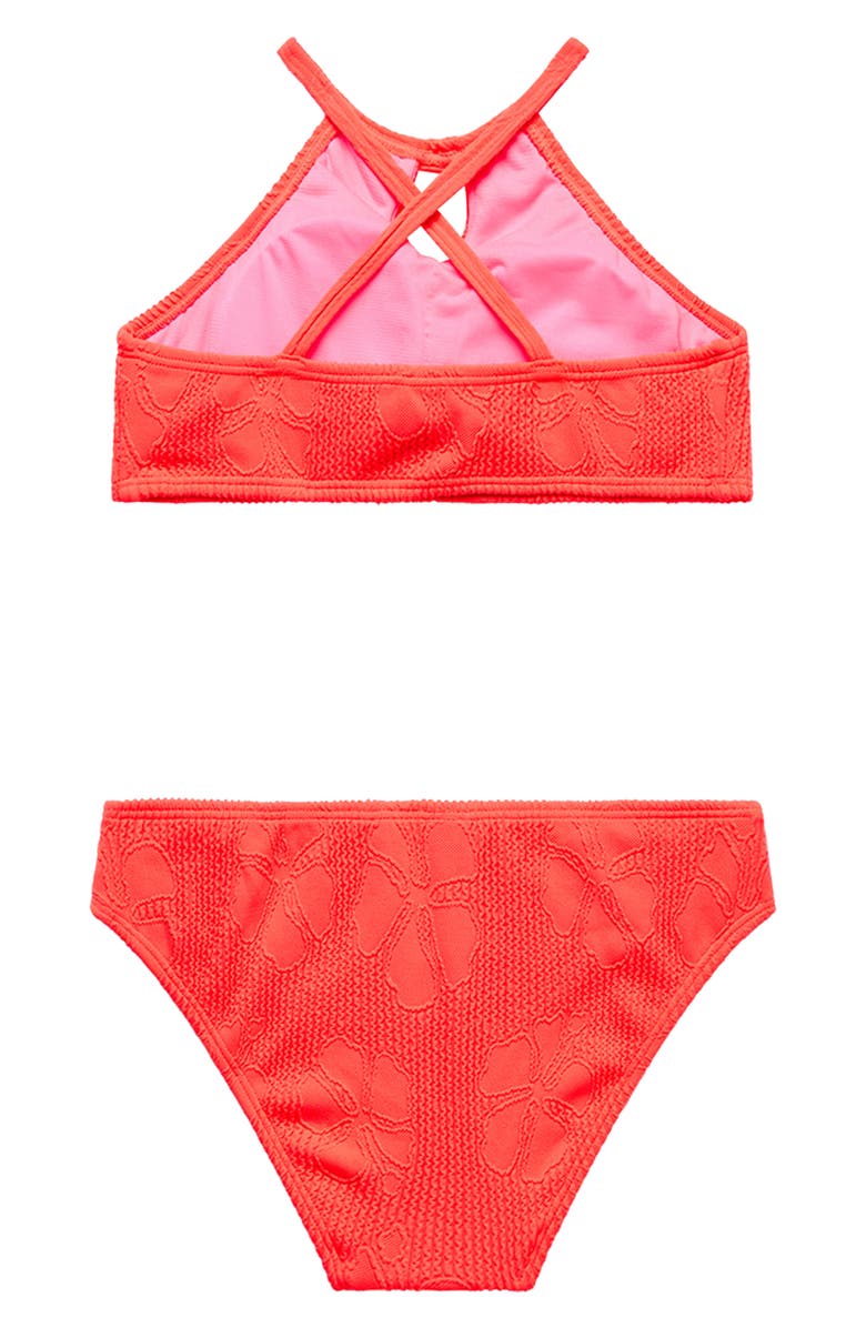 Beach Lingo Kids' Jacquard Two-Piece Swimsuit, Alternate, color, Electric Red