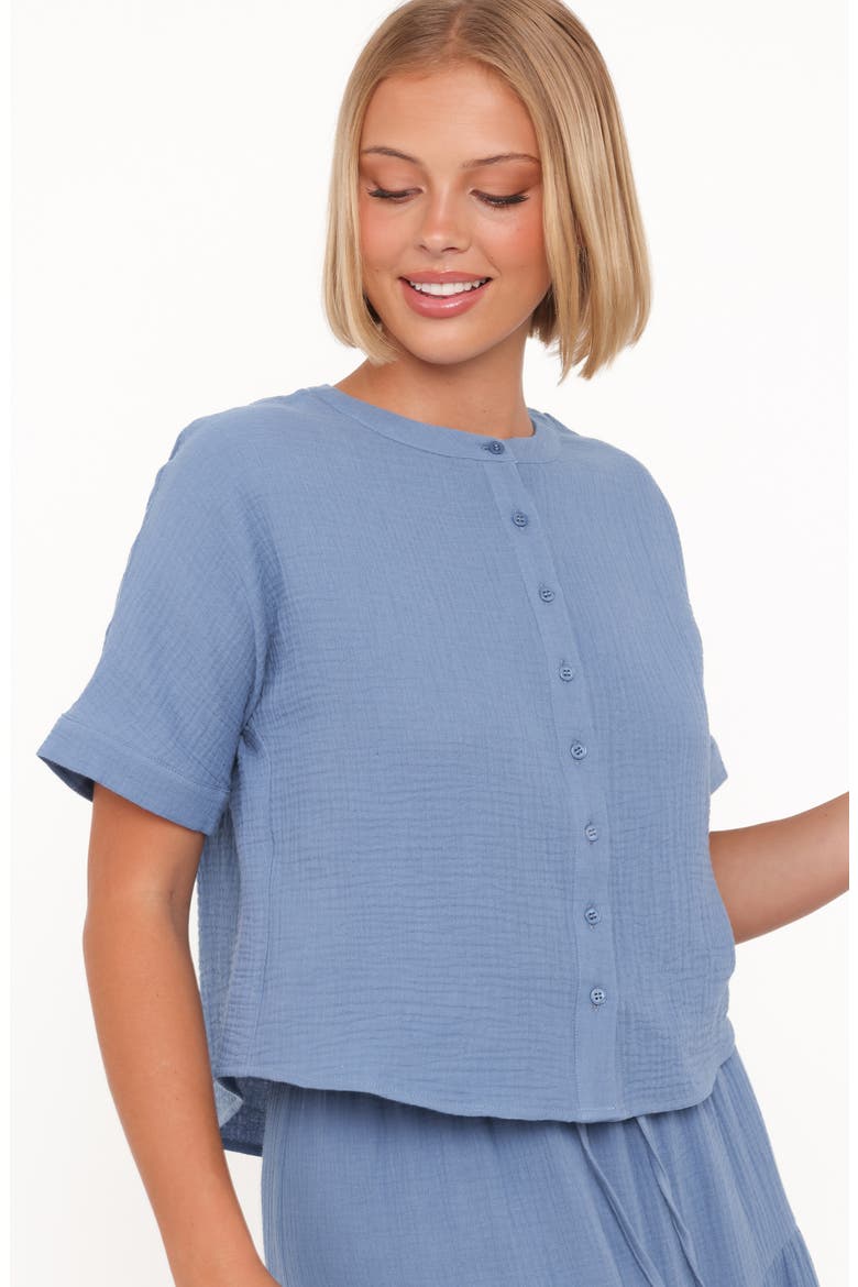 Sophia Cotton Gauze Button-Up Top & Maxi Skirt Set, Alternate, color, DENIM BLUE