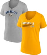 FANATICS Women's Fanatics Branded Gold/Heathered Gray Nashville Predators 2-Pack V-Neck T-Shirt Set