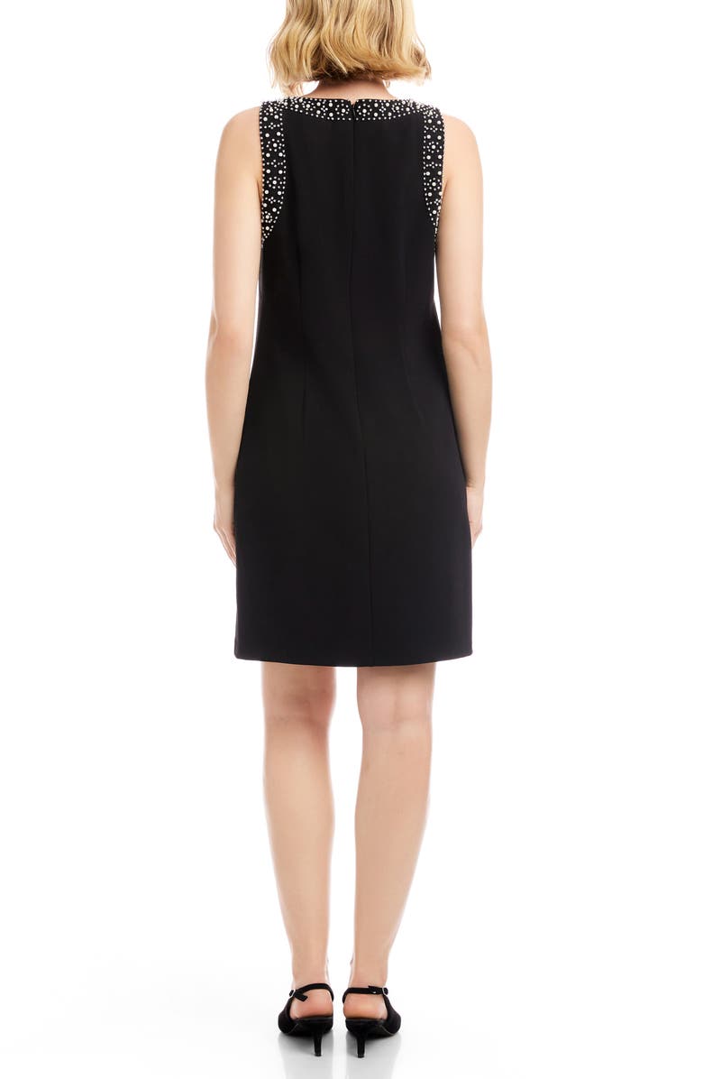 Karen Kane Faux Pearl & Bead Detail Sleeveless Dress, Alternate, color, Black