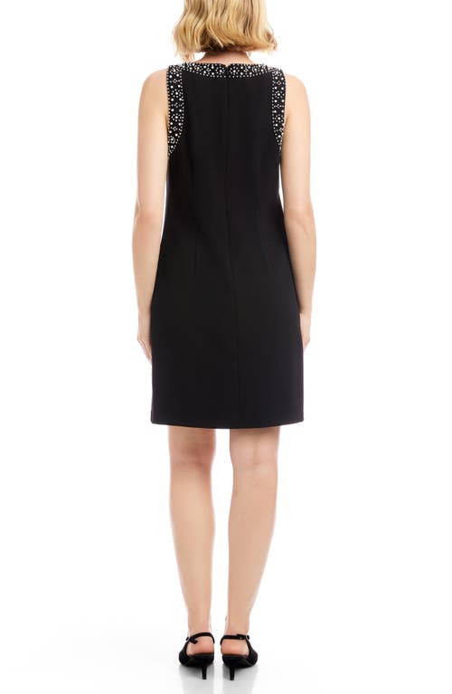 Karen Kane Faux Pearl & Bead Detail Sleeveless Dress In Black