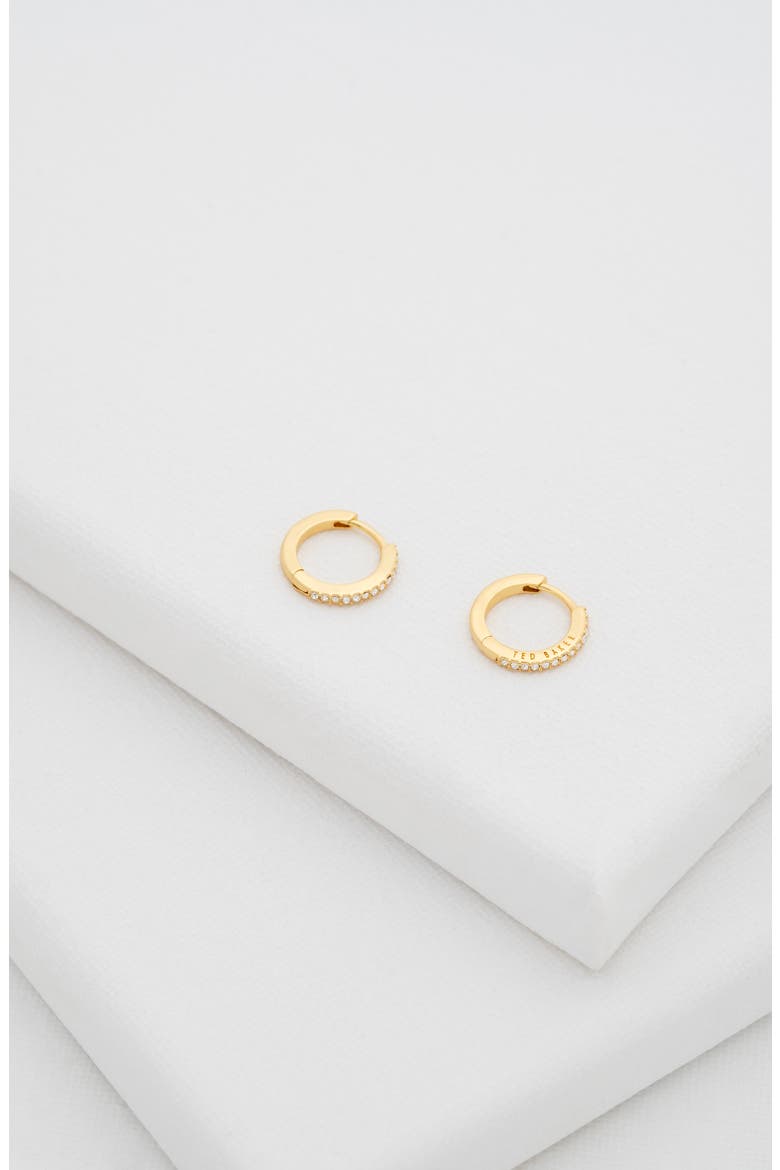 Heplie Pavé Hoop Earrings, Alternate, color, GOLD TONE/ CLEAR CRYSTAL
