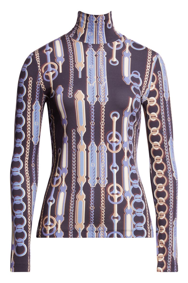 Heritage Chain Bridle Print Turtleneck Top, Alternate, color, MIDNIGHT MULTI