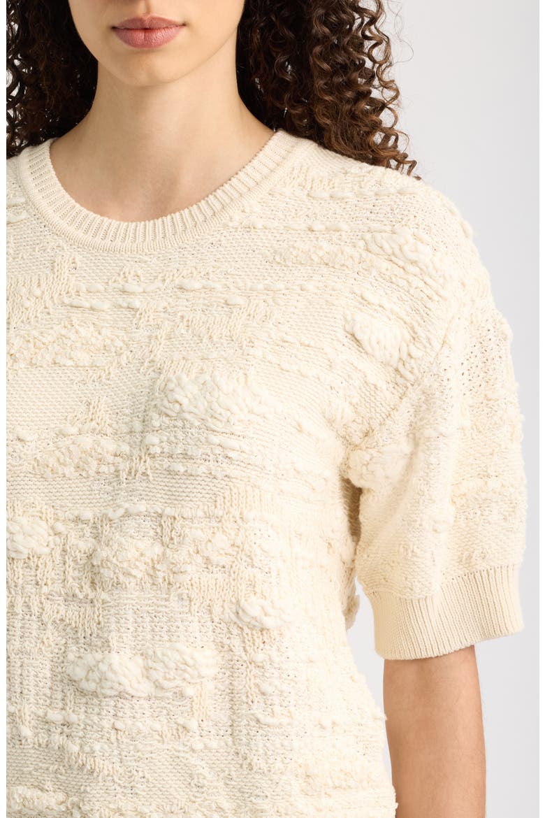 Fepo Texture Short Sleeve Sweater, Alternate, color, SOFT CREAM